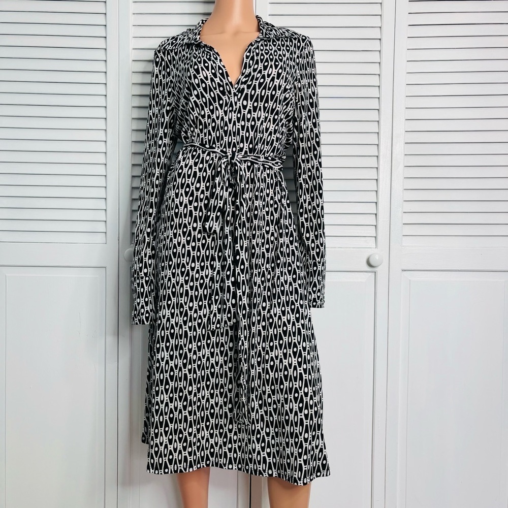 BISOU BISOU Michele Bohbot Geometric Print Wrap Dress Size 12